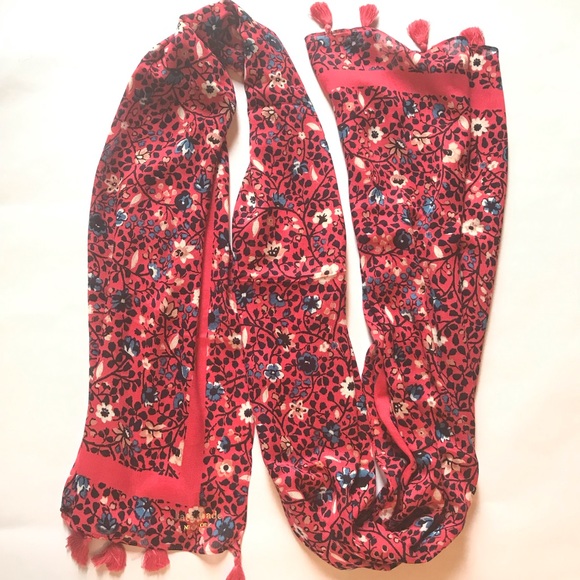 Kate Spade Ditsy Vine Oblong Scarf Azalea Pink - Picture 2 of 12
